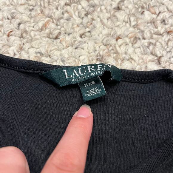 Lauren Ralph Lauren Long Sleeve Tee Black Sz XXS Embroidered Logo Preppy - Picture 2 of 7